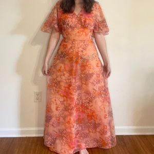 Vintage Floral 70s Dress size 2-6